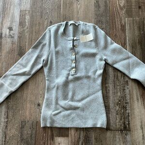 Abercrombie & Fitch Gray Small Slim Henley Sweater Top with tags